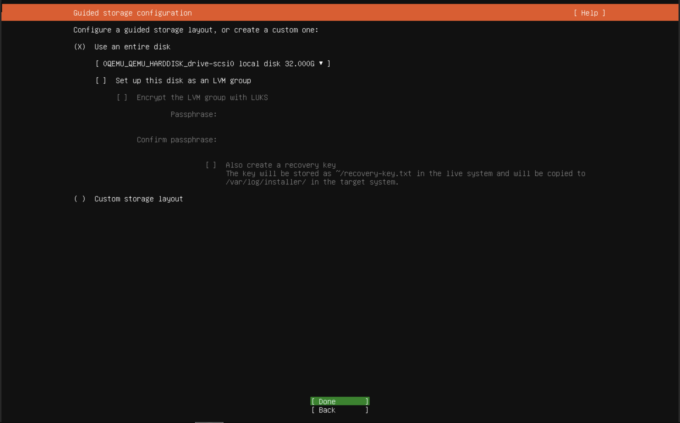 Ubuntu Disk Selection