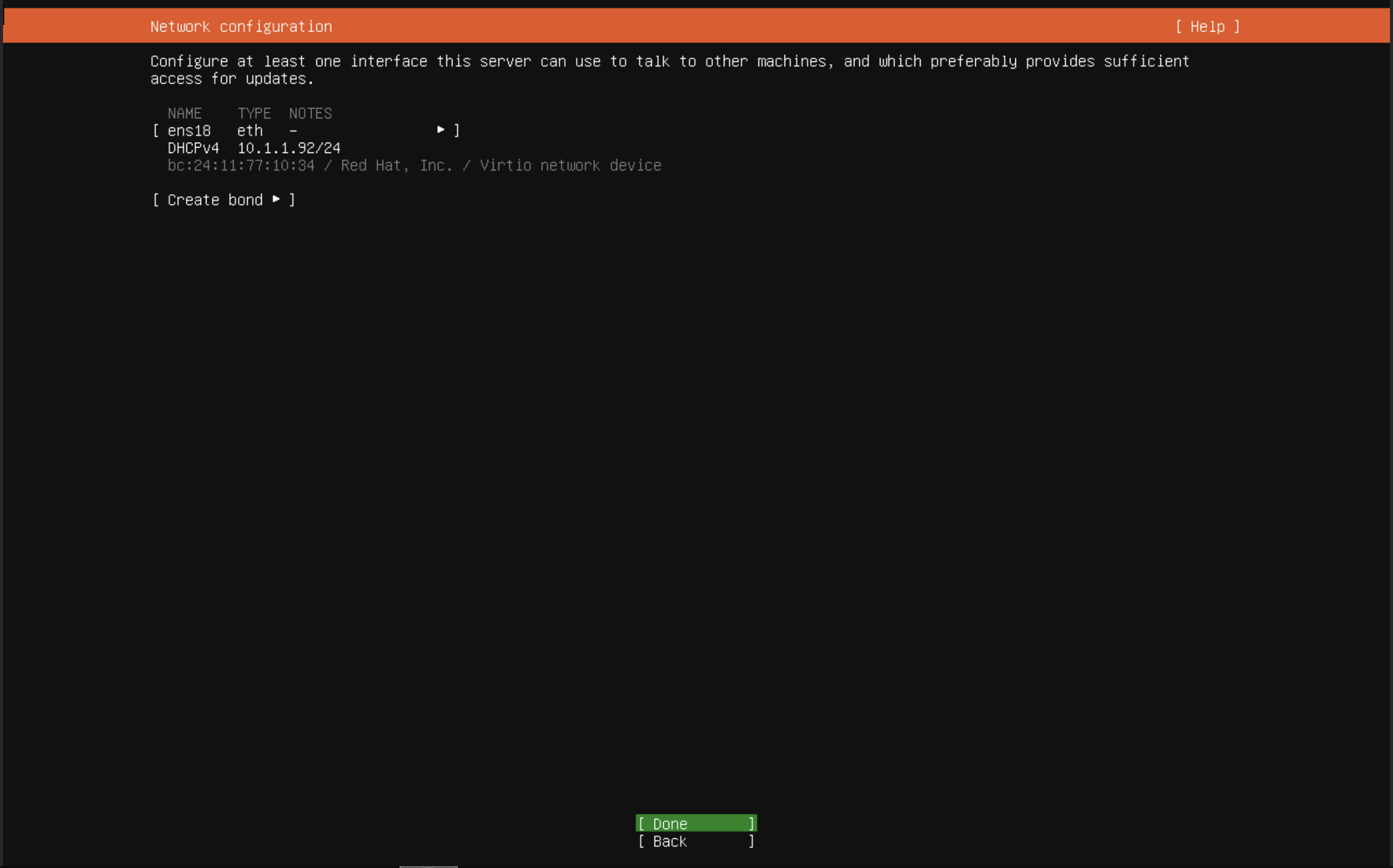 Ubuntu Network Settings Screen